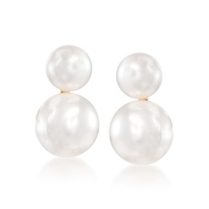 Ross-Simons 5-7.5mm Cultured Akoya Pearl Double Drop Earrings in 14kt Yellow Gold - 1 of 3