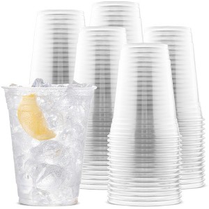 Durameg Large Crystal Clear Plastic Cups 16 oz [100 Pack] - Disposable Party Cups - 1 of 4