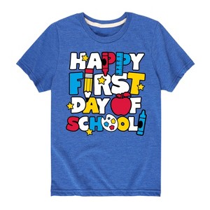 Boys' - Instant Message - Happy First Day Of School Short Sleeve Graphic T-Shirt - 1 of 4