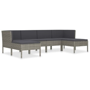 vidaXL 6-Piece Patio Lounge Set - Outdoor Furniture with Cushions in Poly Rattan Material, in Stylish Gray and Anthracite Colors - 1 of 4