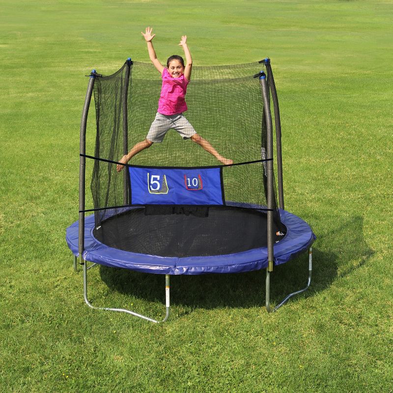 Skywlker Trampolines 8' Round Jump-N-Toss Trampoline with Enclosure - Blue, 3 of 7
