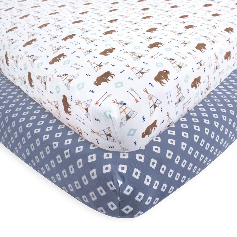 Hudson Baby Infant Boy Cotton Fitted Crib Sheet, Buffalo, One Size, 1 of 3