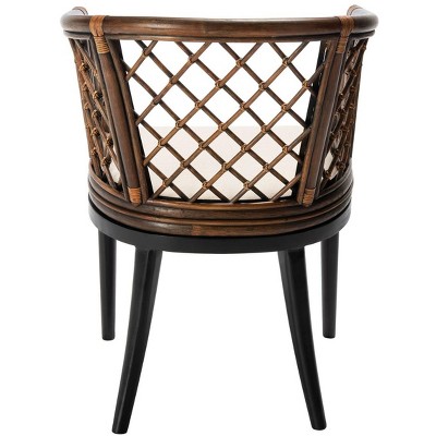 Monaco Coastal Chic Brown Rattan Armchair with Soft White Cushion