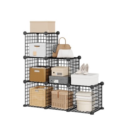 Segawe 12-Cube Metal Storage Shelf – DIY Wire Cube Organizer For Closet, Cabinet, Or Living Room, Black