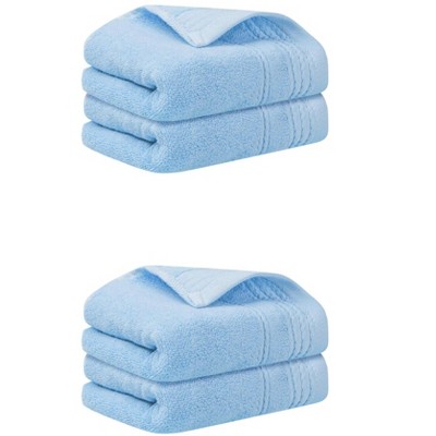 Unique Bargains Striped Pattern Soft Comfort Hand Towels for Bathroom Camp 4 Pcs 14" x 30"