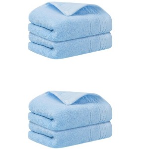Unique Bargains Striped Pattern Soft Comfort Hand Towels for Bathroom Camp 4 Pcs 14" x 30" - 1 of 4