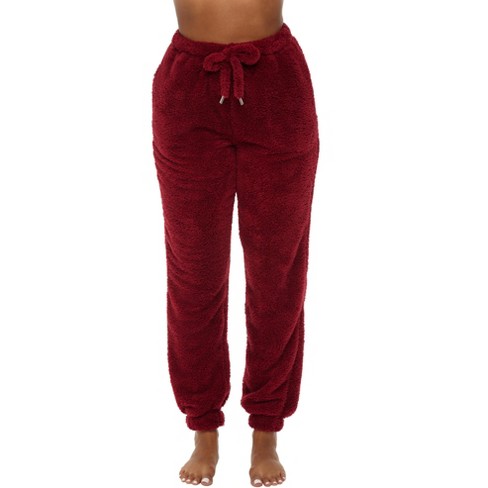 Womens Unisex Red Leather Sweat Pants / Joggers Relaxed Fit Smooth Nappa  Sheepskin Black Liner