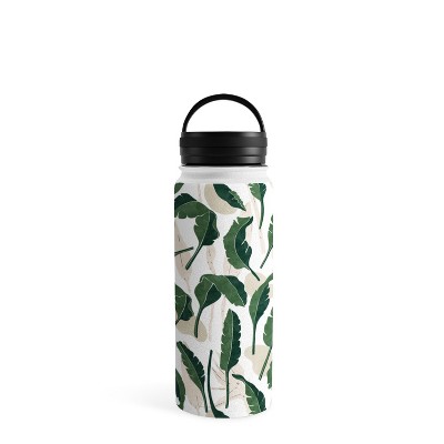 Heather Dutton Flowing Leaves Seafoam 18 oz Water Bottle with Handle Lid - Society6
