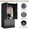 Wardrobe Armoire Closet with 2 Drawers, 2 Shutter Door Armoire Wardrobe Closet with Hanging Rods, for Bedroom - 4 of 4