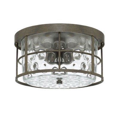 Farmhouse Clear Glass 2-Light Flush Mount Ceiling Fixture