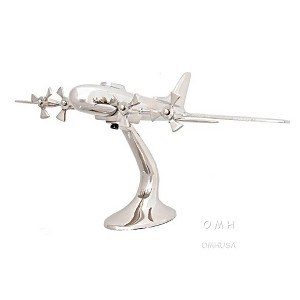 Aluminum Airplane Model – Nickel Finish – Decorative WWII Aviation Replica By Old Modern Handicrafts - 1 of 4