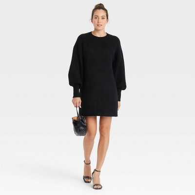 Women's Long Sleeve Sweater Dress - A New Day™ Black  XXL