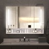 NicBex 35"x28" LED&Anti-Fog Wall Mirrored Bathroom Cabinet,Aluminum Medicine Cabinet with Makeup Stand&3 Shelves,Bathroom&Makeup Organizer,White - 2 of 4