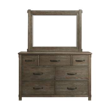 Jack 7 Drawer Dresser with Mirror Set Walnut - Picket House Furnishings