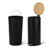 8 Gallon Stainless Steel Trash Can with Bamboo Lid, Soft-Close Pedal, Removable Bucket for Kitchen, Office - 2 of 4