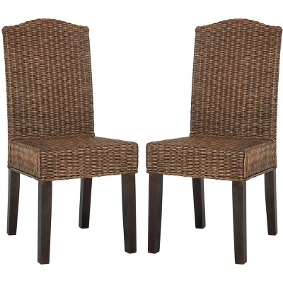 Odette High Back Brown Rattan Dining Chair Set