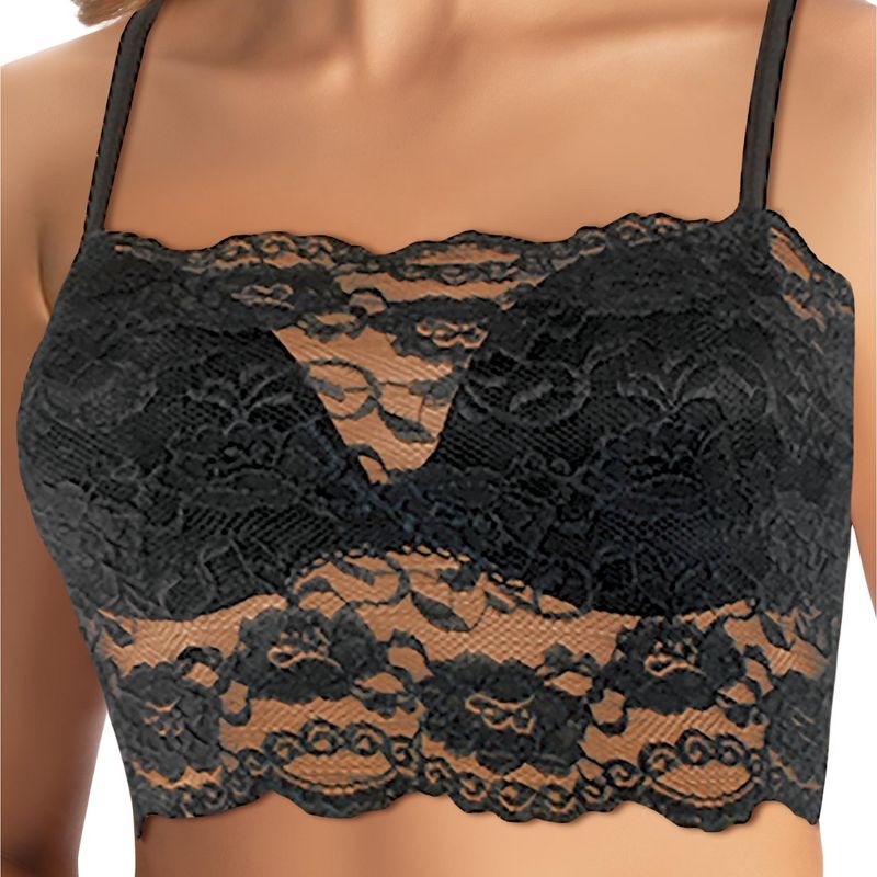 Collections Etc Braza Stretchy Lace Bandeau Cover Up Everyday Bra One Size Black, 4 of 8
