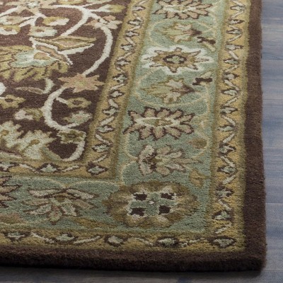 Heirloom Chocolate and Blue Hand-Tufted Wool Area Rug, 4' x 6'