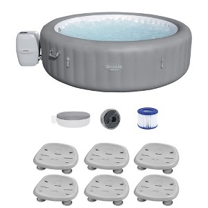 Bestway SaluSpa Grenada AirJet Inflatable Hot Tub with Set of 6 Underwater Non Slip Pool and Spa Seat with Adjustable Legs, Gray - 1 of 4