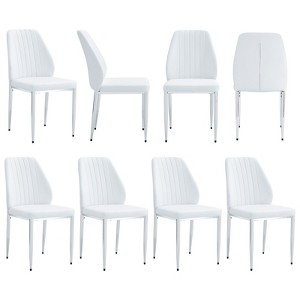 FONTOI 8PCS Dining Chairs with Extended Backrest&Metal Legs for Family, Restaurants, Hotels, Coffee Shops, White, 25"*38"*17.7" - 1 of 4