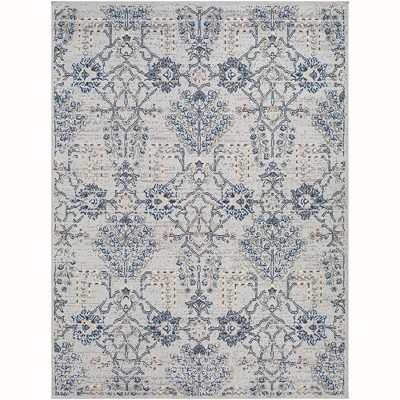 Mark & Day Berkeind 5'3"x7' Rectangle Woven Indoor Area Rugs Grey: Stain-Resistant, Pet Friendly, Traditional Damask Pattern