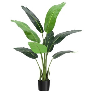 Artificial Bird of Paradise Plant, 5 Ft Faux Banana Tree In Pot with 8 Adjustable Natural Branches and Realistic Leaf, Tall Fake Palm Tree for Home, - 1 of 4