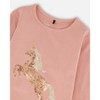 Deux par Deux Girl Organic Cotton Long Sleeve T-Shirt Dusty Pink with Sequin Unicorn - 4 of 4