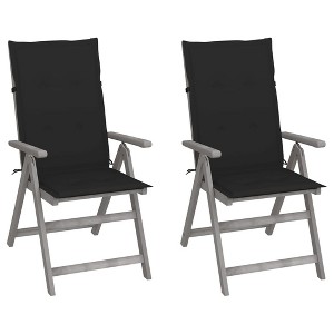 vidaXL Patio Reclining Chairs 2 pcs with Cushions Solid Acacia Wood - 1 of 4
