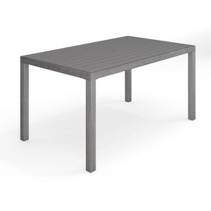 Martha Stewart Bedford 62" Indoor-Outdoor Patio Table with Brushed Woodgrain Aluminum Finish - 1 of 4