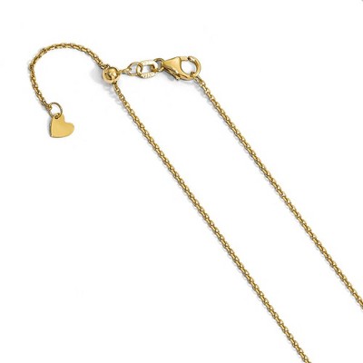 Black Bow Jewelry 1.25mm 14k Yellow Gold Adjustable D/C Cable Chain Necklace, 22 Inch