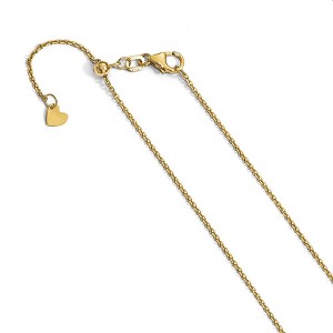 Black Bow Jewelry 1.25mm 14k Yellow Gold Adjustable D/C Cable Chain Necklace, 22 Inch - 1 of 4
