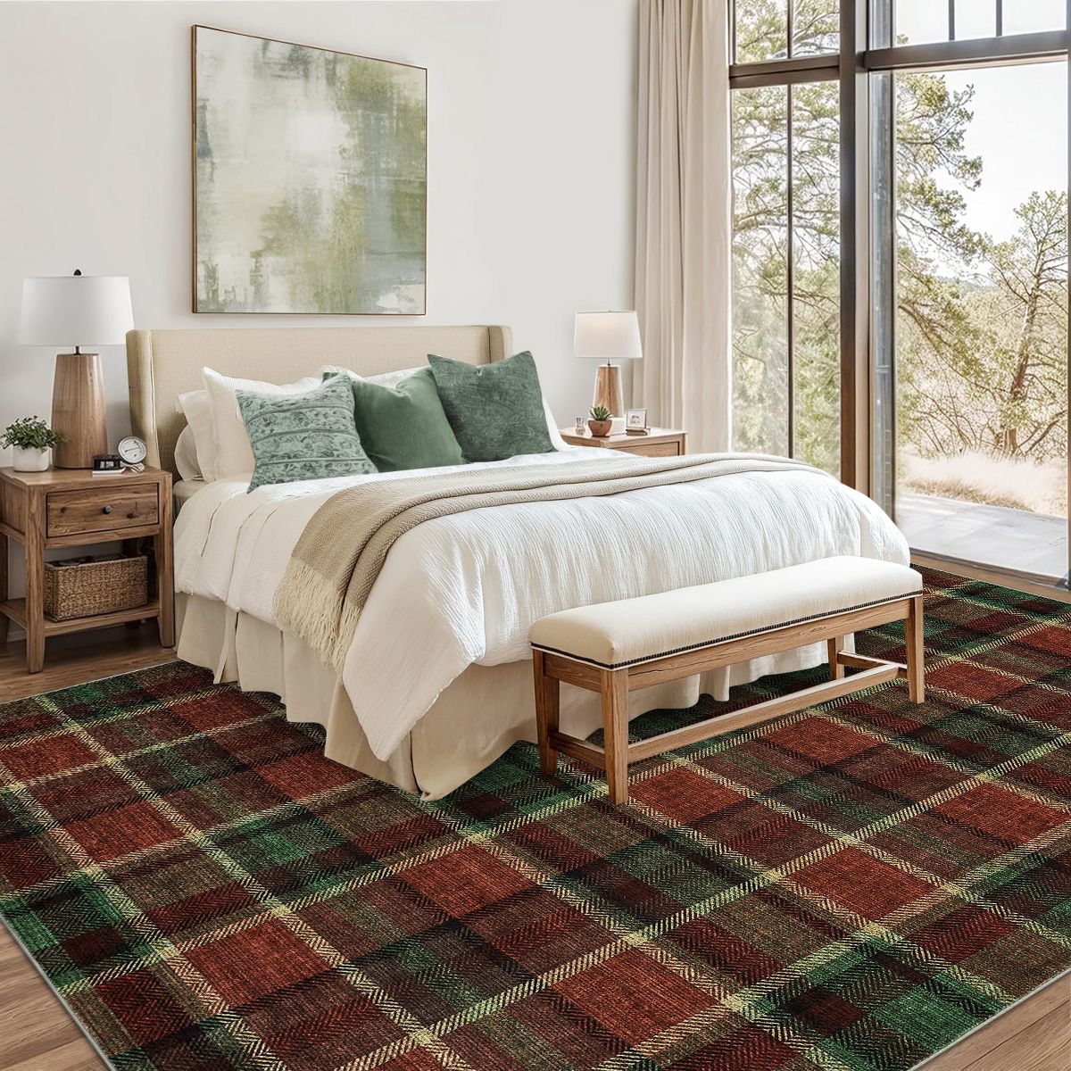 Garvee Washable Soft Patchwork Area Rug, Geometric Non-Slip Stain Resistant Floor Carpet Bedroom Living Office - thumbnail 10