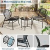 Jojoka 3 Piece Patio Bistro Set,Outdoor Seating Chairs,Modern Patio Chairs Set of 2 with Side Table for Garden,Black - 3 of 4