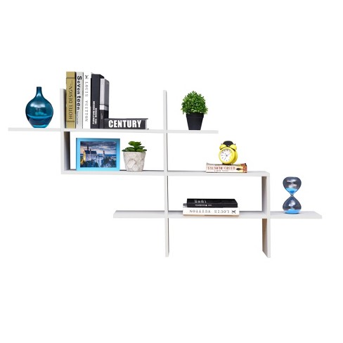 Danya B 5 Shelf Asymetric Wall Shelf, Black