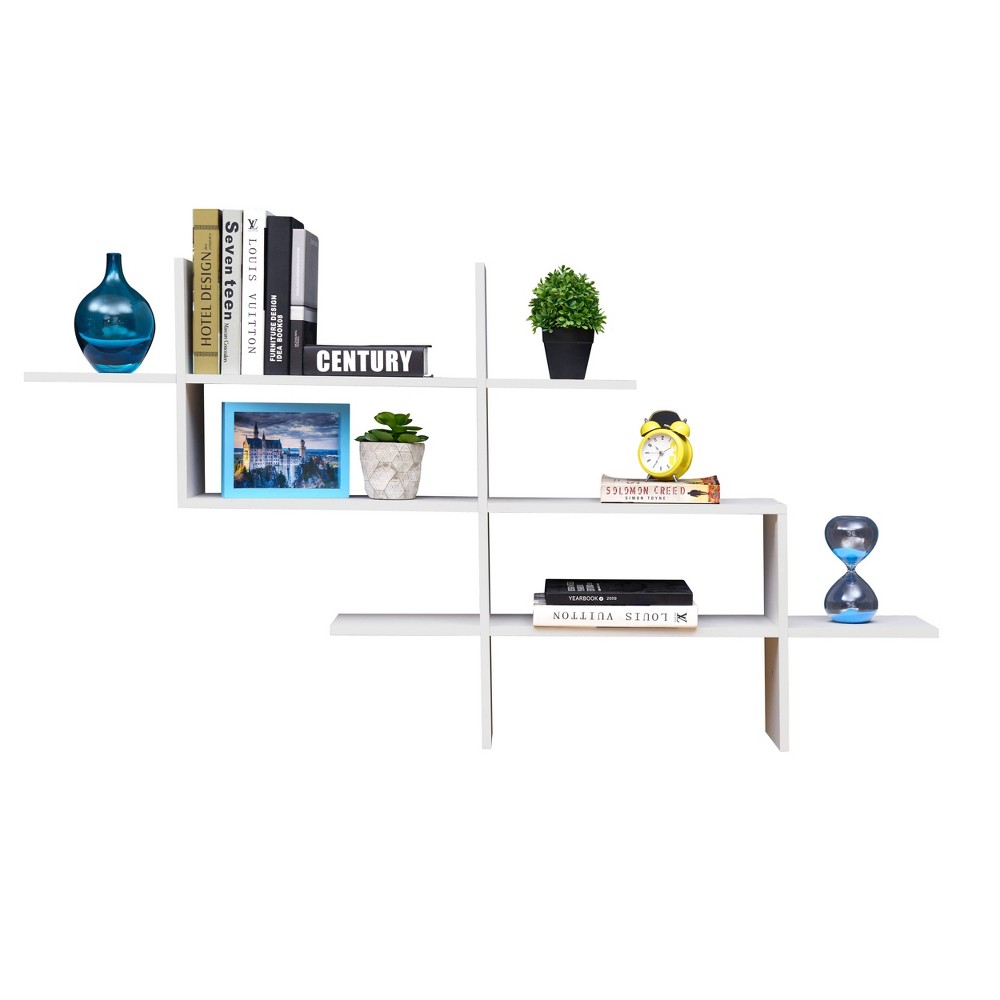 Photos - Garden & Outdoor Decoration 3 Tier Floating Ladder Accent Shelf White - Danya B: Modern Geometric Design, MDF Composite, Includes Mounting Hardware