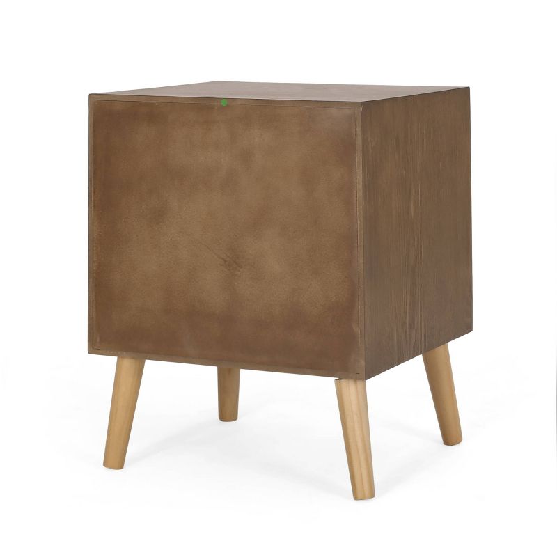 Hulett Contemporary End Table with Storage Walnut/Natural/Antique Gold - Christopher Knight Home, 5 of 13