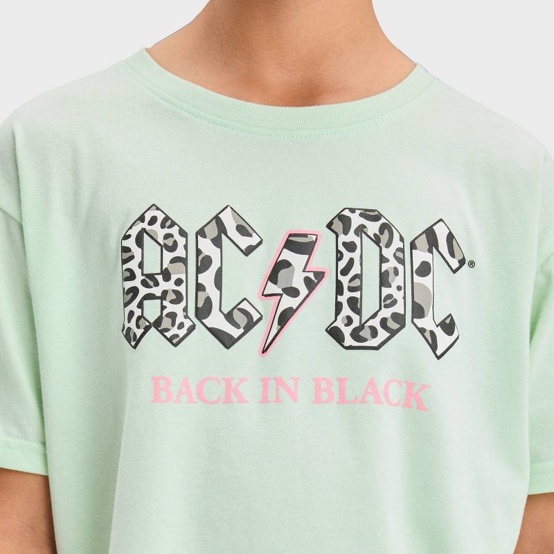 Girls&#39; AC/DC Back in Black Short Sleeve Graphic T-Shirt - Green, 2 of 6