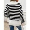 Women's Sweater Striped Knit Sweater Asymmetric Collar Pullover - 3 of 3