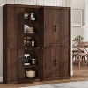 All-Wood Kitchen Pantry Cabinet with 4 Magnetic Doors, Farmhouse Style Freestanding Food Storage Cupboard, Adjustable Shelves, Large Capacity - 3 of 4