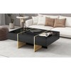 Damerin High Gloss Multi-Tier Square Accent Coffee Tables With Drawers & Golden Legs-Black - 3 of 4