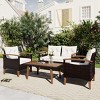 4 Piece Wicker Outdoor Patio Conversation Sets,PE Rattan Sectional Sofa Set,Garden Furniture Sets with Wood Coffee Table and Cushions-Coolbibila - 2 of 4