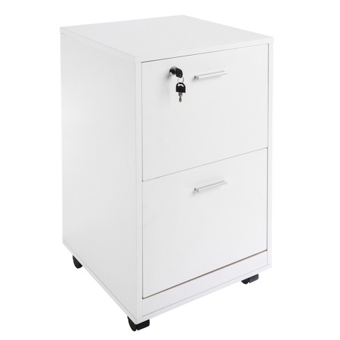 Lavish Home, White 2-Drawer File Cabinet with Lock, Small