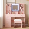 Barbie Pink Particle Board Tempered Glass Tabletop Laminated with Textured Melamine 5-Drawer Dressing Table Set - 4 of 4