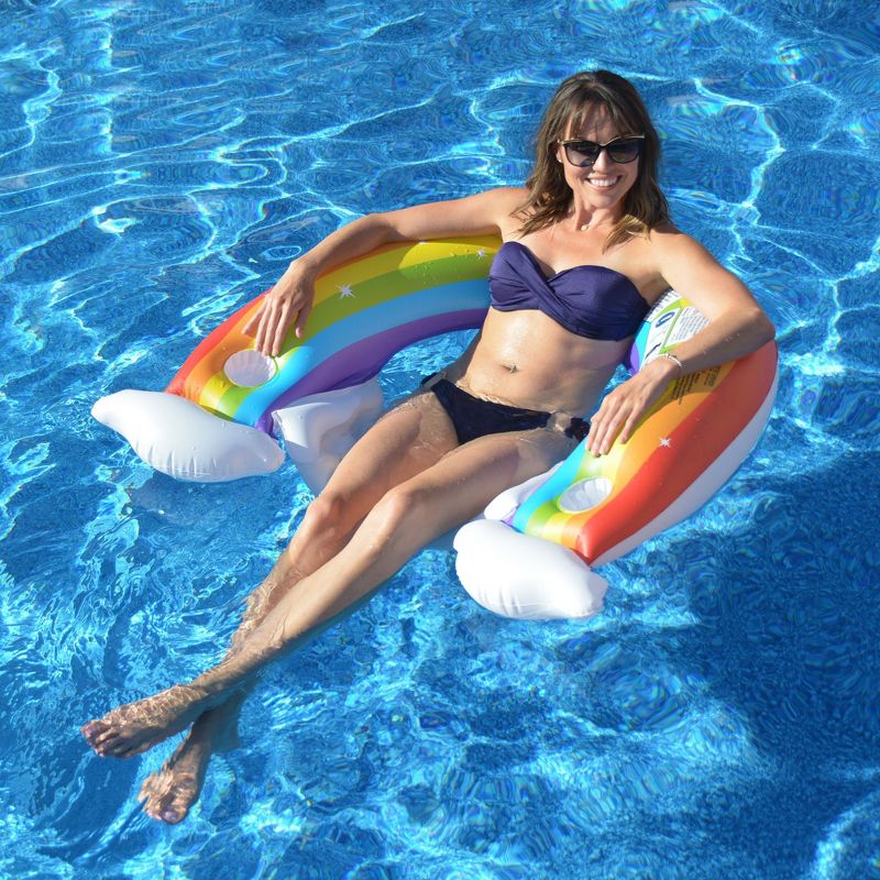 Pool Central 58" Inflatable Rainbow Swimming Pool Lounge Chair, 2 of 9