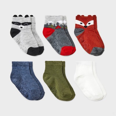 Toddler Boys' 6pk Critter Ankle Socks - Cat & Jack™