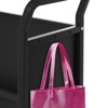Book Cart, V-Shaped Metal Rolling Cart With 4 Lockable Wheels & Side Hooks, 3-Tier Storage Bookshelf - 4 of 4