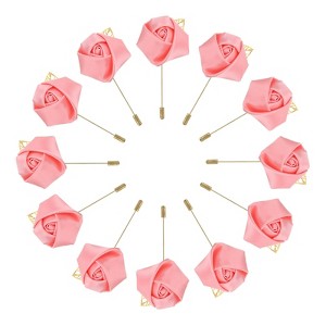 Unique Bargains Wedding Ceremony Anniversary Groom Silk Metal Rose Boutonnieres 24 Pcs - 1 of 3