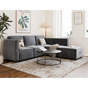 Sectional Sofa, U Shape Sectional Couch, 5 Person Sectional Sofa with Double Chaise Longue for Living Room Furniture, Gray - 1 of 4