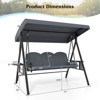 Costway 3-Seat Patio Swing Chair with Adjustable Canopy Thickened Cushions Pillow Navy/Gray - 3 of 4