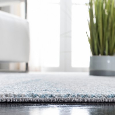 Tulum Blue and Gray Hand-Knotted Synthetic Area Rug